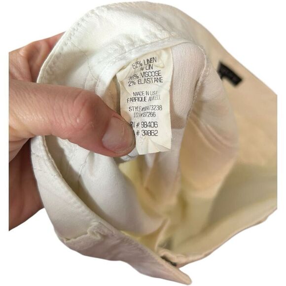Theory White Linen Blend Straight Leg Pants Women's Size 2 Professional Timeless - Picture 8 of 11